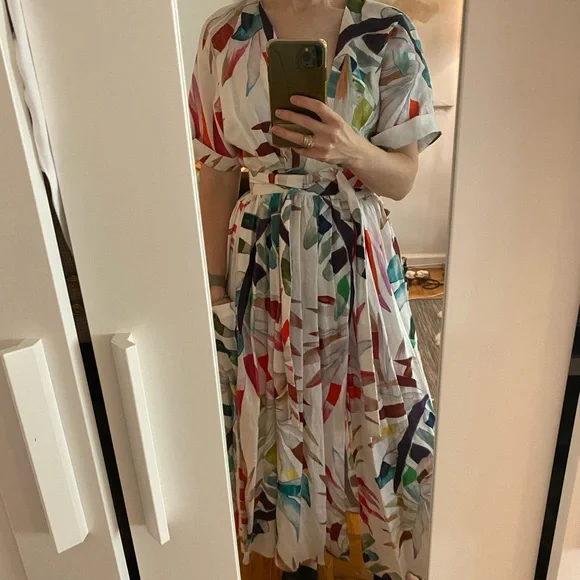 chinese dress ladies Hunter Linen-Blend Midi Dress in Greige main image 0